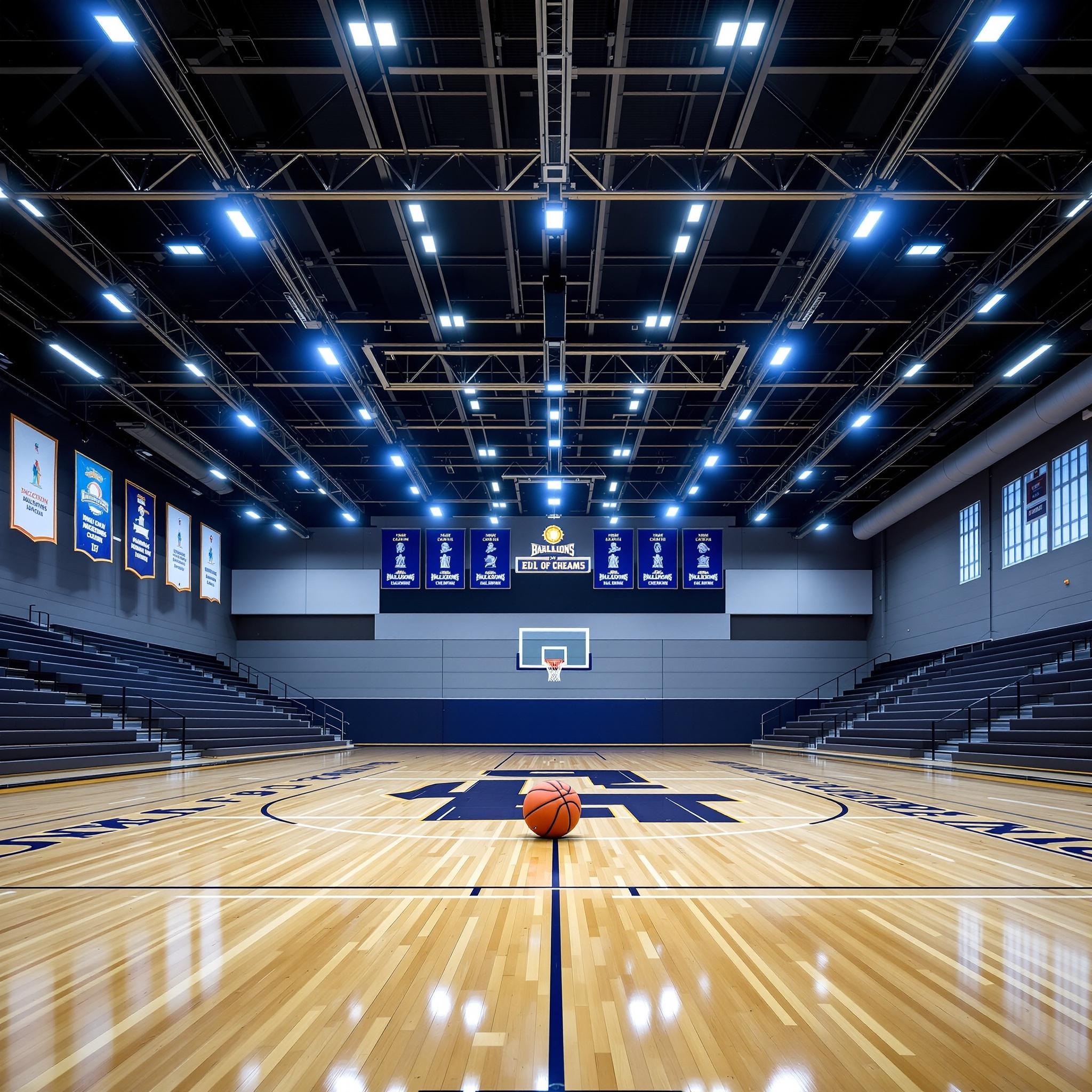 Indoor gymnasium facility ready for a youth sports season