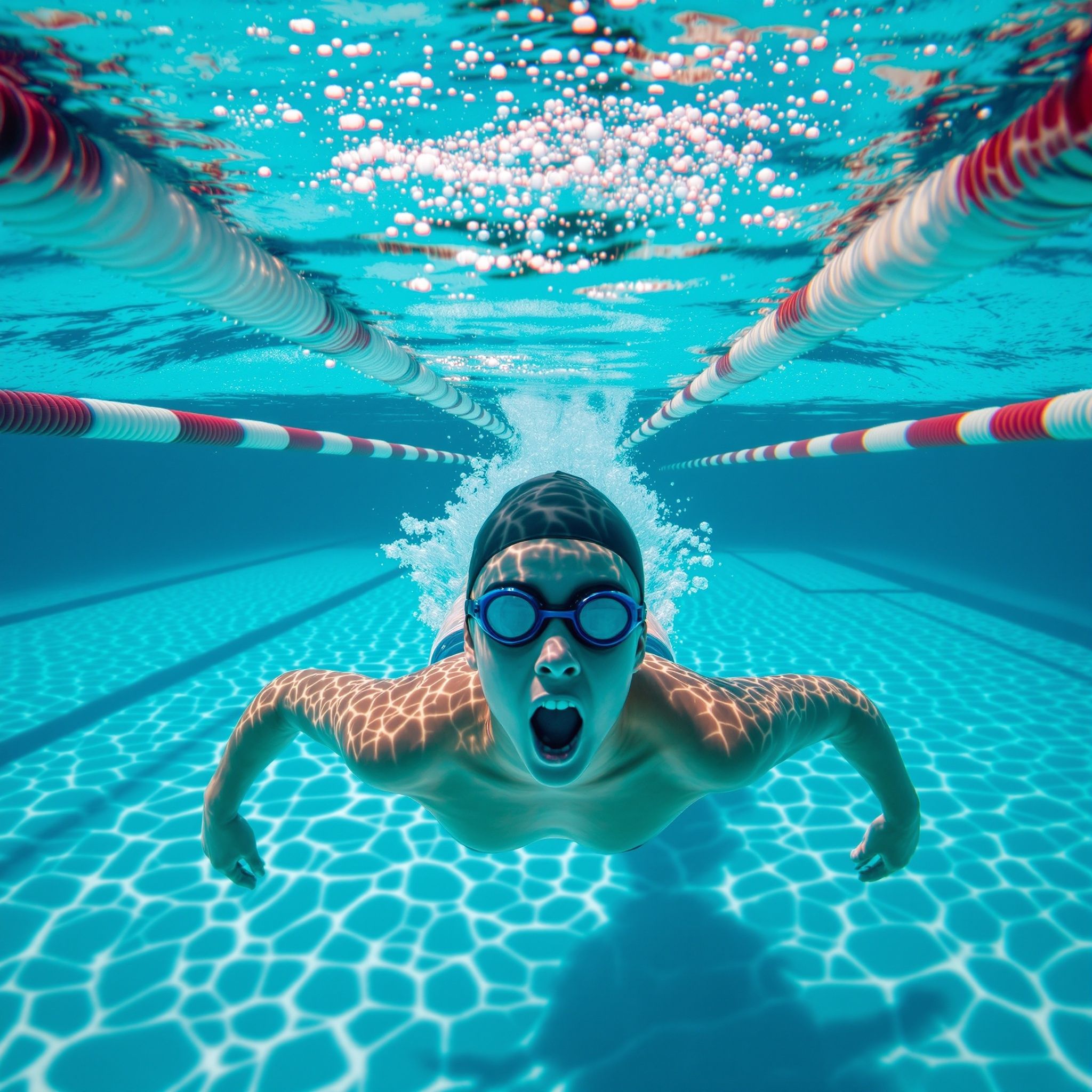 Youth swimmer in a lane