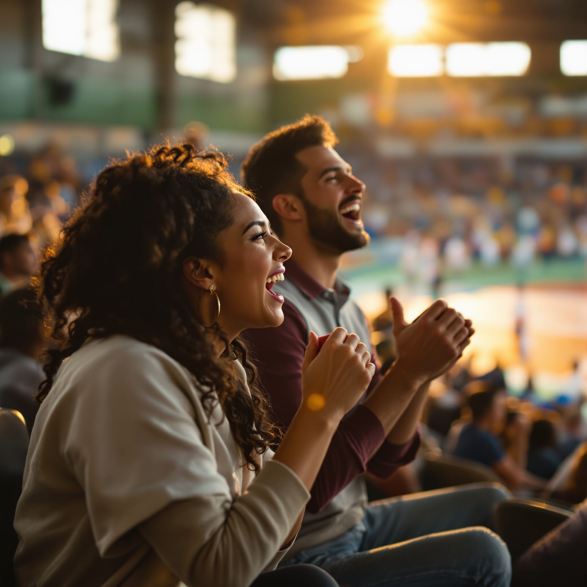 Parent cheering at a youth sports game