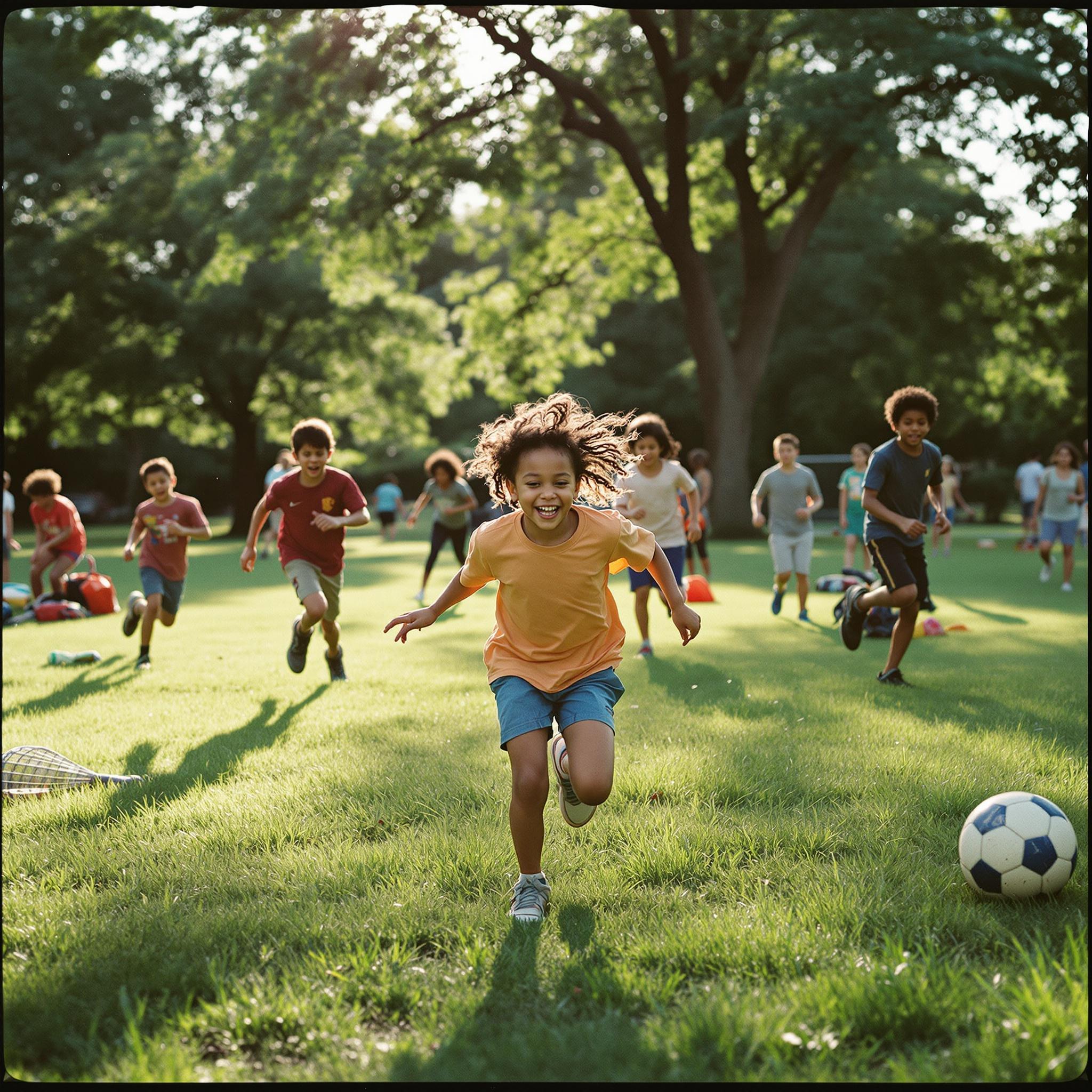 Kids playing sports together on the field